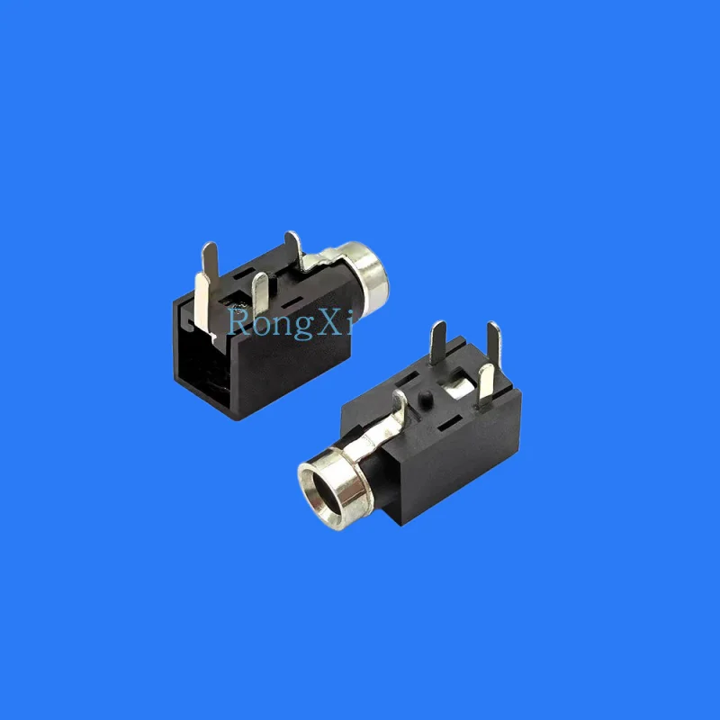 100pcs/ 2.5 aperture earphone socket PJ-210B copper head four-pin front pin small head audio mother base three-pin power interfa
