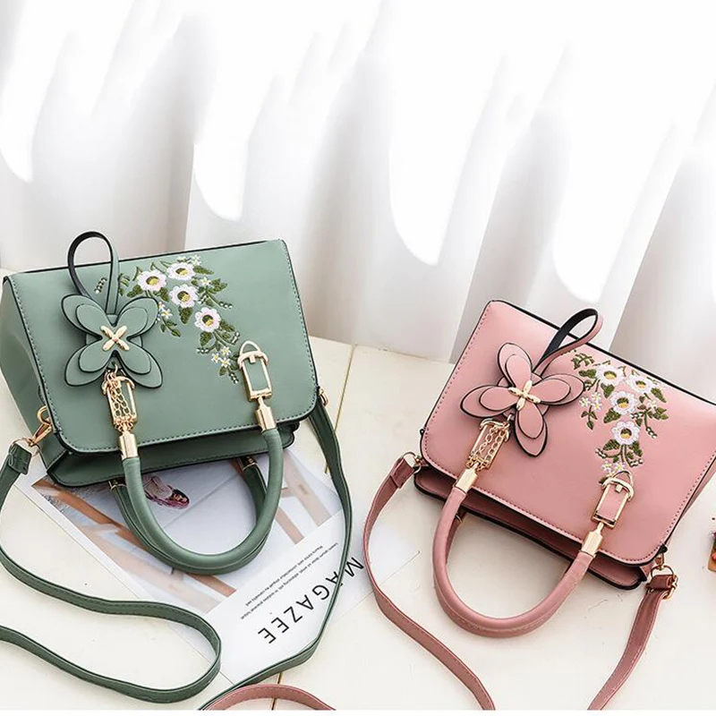 Fashion Brand Women Embroidery Solid Color Shopper Totes Large Capacity Handbag Ladies Luxury Design Shoulder Crossbody Bag