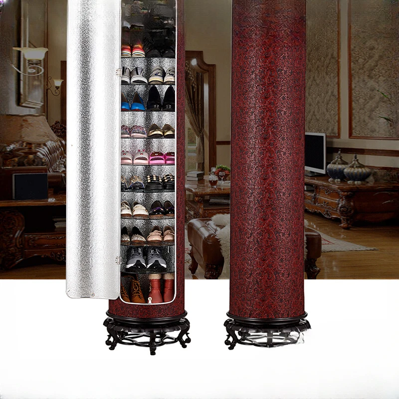 Rotary Shoe Cabinet, Shoe Rack, Round Cylinder, New Chinese Style, European Style and American Style Storage, Large Capacity