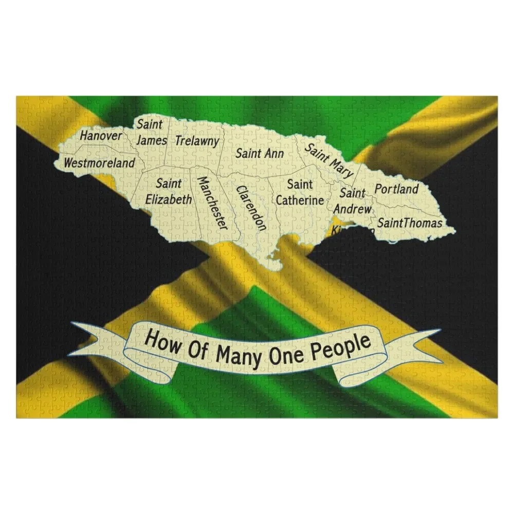 

Map of Jamaica with Jamaican Motto Jigsaw Puzzle Photo Personalized Gifts Game Children Wood Animals Puzzle