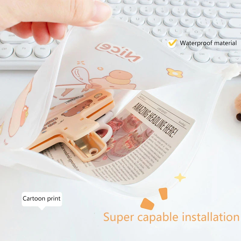 Kawaii Cartoon Folder Creative Cute Exam Paper Storage Bag High Quality Waterproof File Organizer Student Stationery Gifts