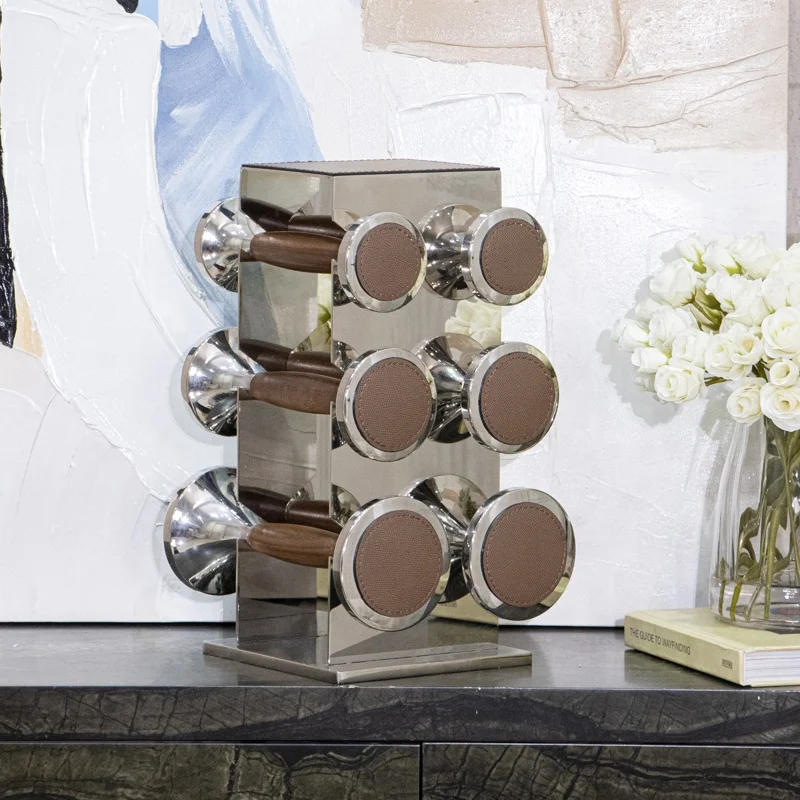 Multifunctional Custom Walnut Dumbbell With Leather & Stainless Steel Modern Design For Home Fitness Bar Mitzvah Gifts