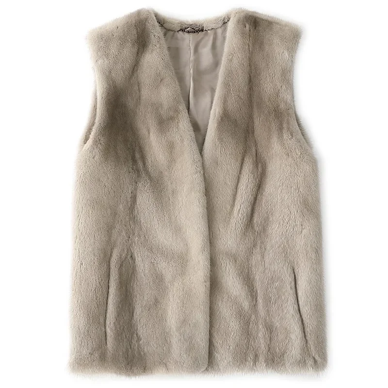 Real Fur Coat Women Clothes 2019 Autumn Winter Real Fur Vest 100% Mink Fur Jacket Sleeveless Waistcoat Manteau Femme 1961 YY2261