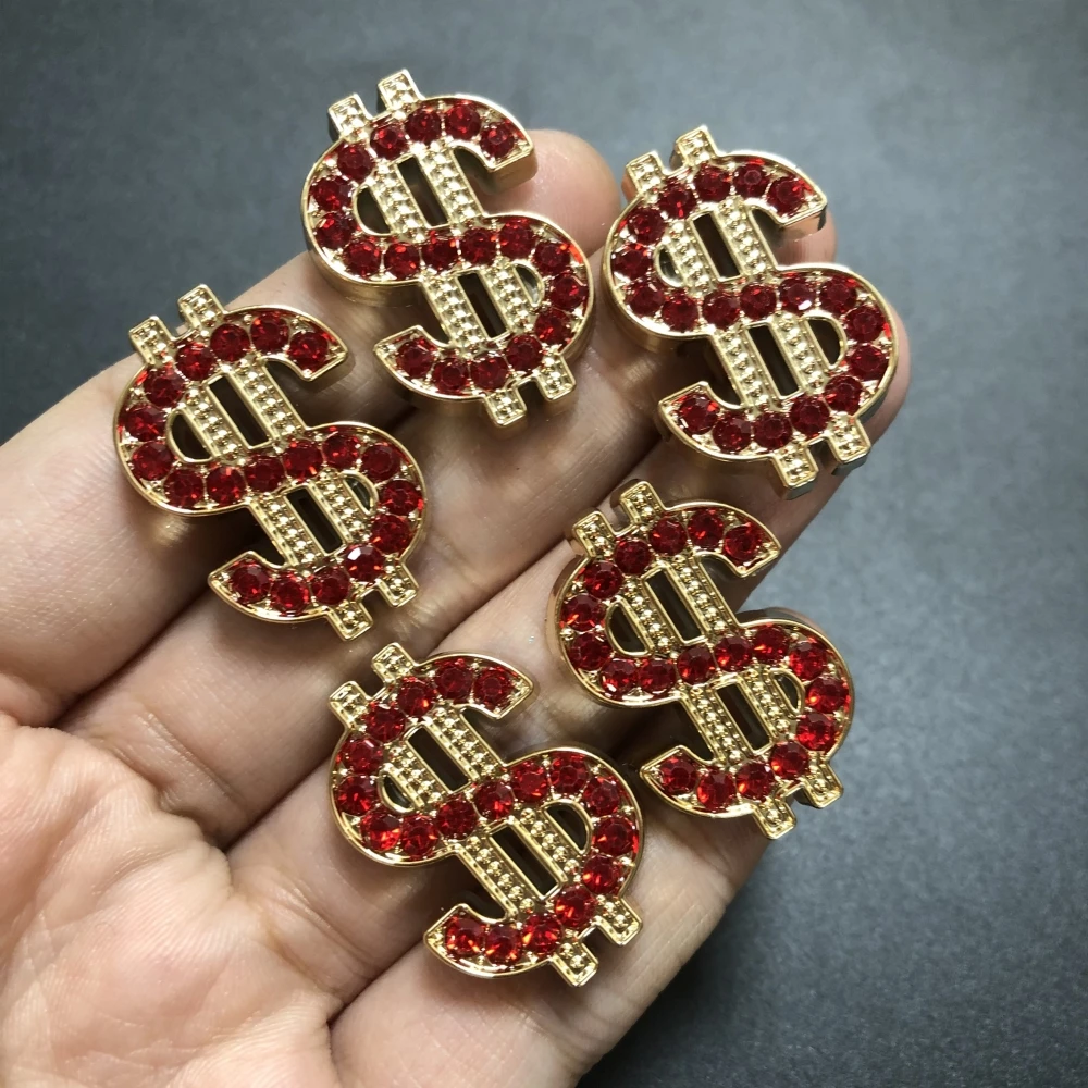 10Pcs New Noble Shiny Dollar Sign Rhinestone Hollow Out Jewelry Resin Charms Diy Junk Phone Case Decorations Hair Accessories