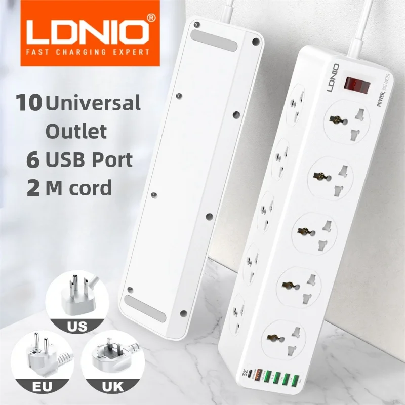 LDNIO Power Strip Universal Multi Outlet Plugs And Usb Extension Cable Network Filter Surge Protector Pop Socket Charger Adapter