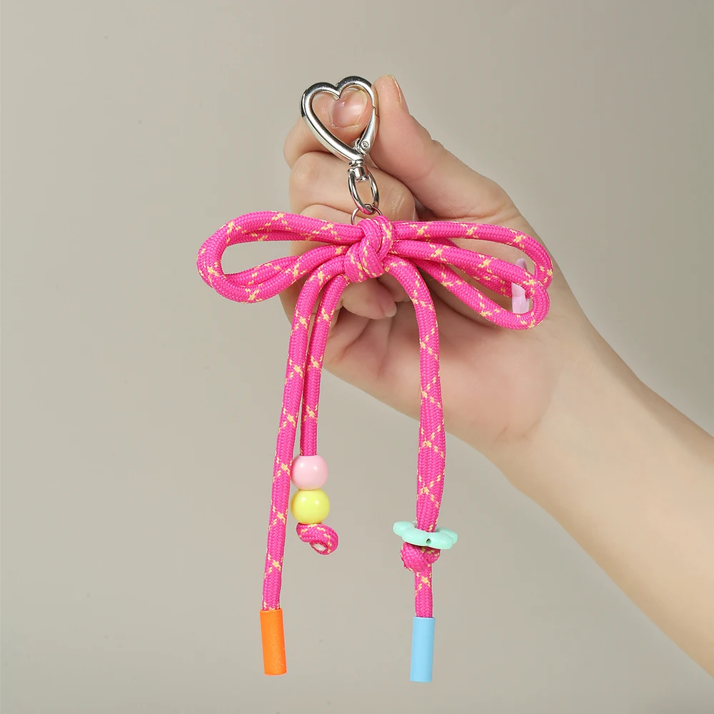 Colorful Woven Rope Bow Nylon Keychain Unique Woven Keychain Easy To Use Strong Ribbon Bow