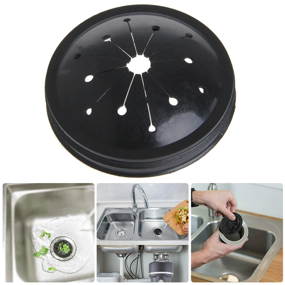 Sink Baffle Splash Guards Drain Plugs Anti-Sling Reusable Washable Replacement For Garbage Disposal Food Waste Black Rubber