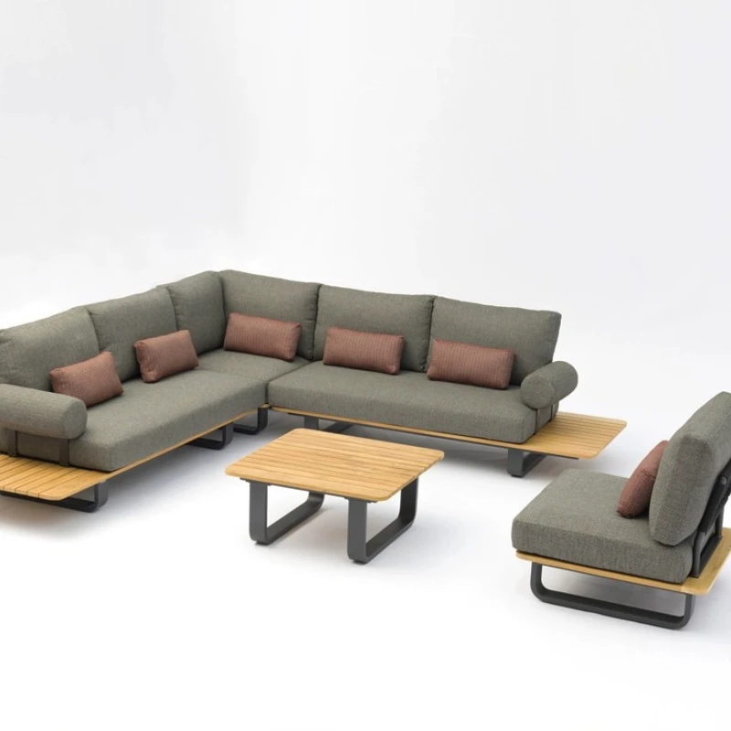 Outdoor garden, villa leisure antiseptic sofa, solid wood coffee table, homestay balcony, hotel sofa, courtyard chair