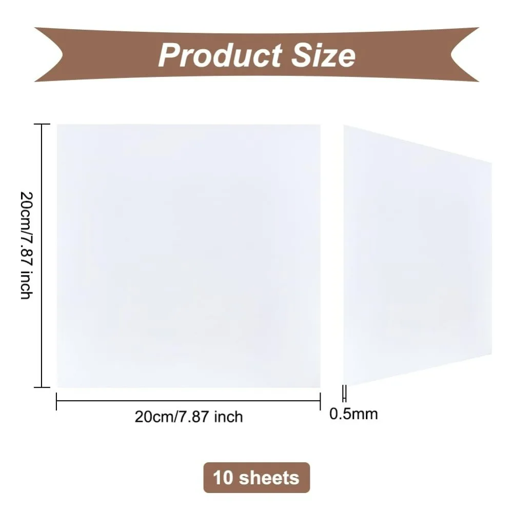 10 Sheets White ABS Plastic Sheet 8x8 Inch ABS Plastic Plates 0.5mm Thick Hard Plastic Sheet for Architectural Models Sand