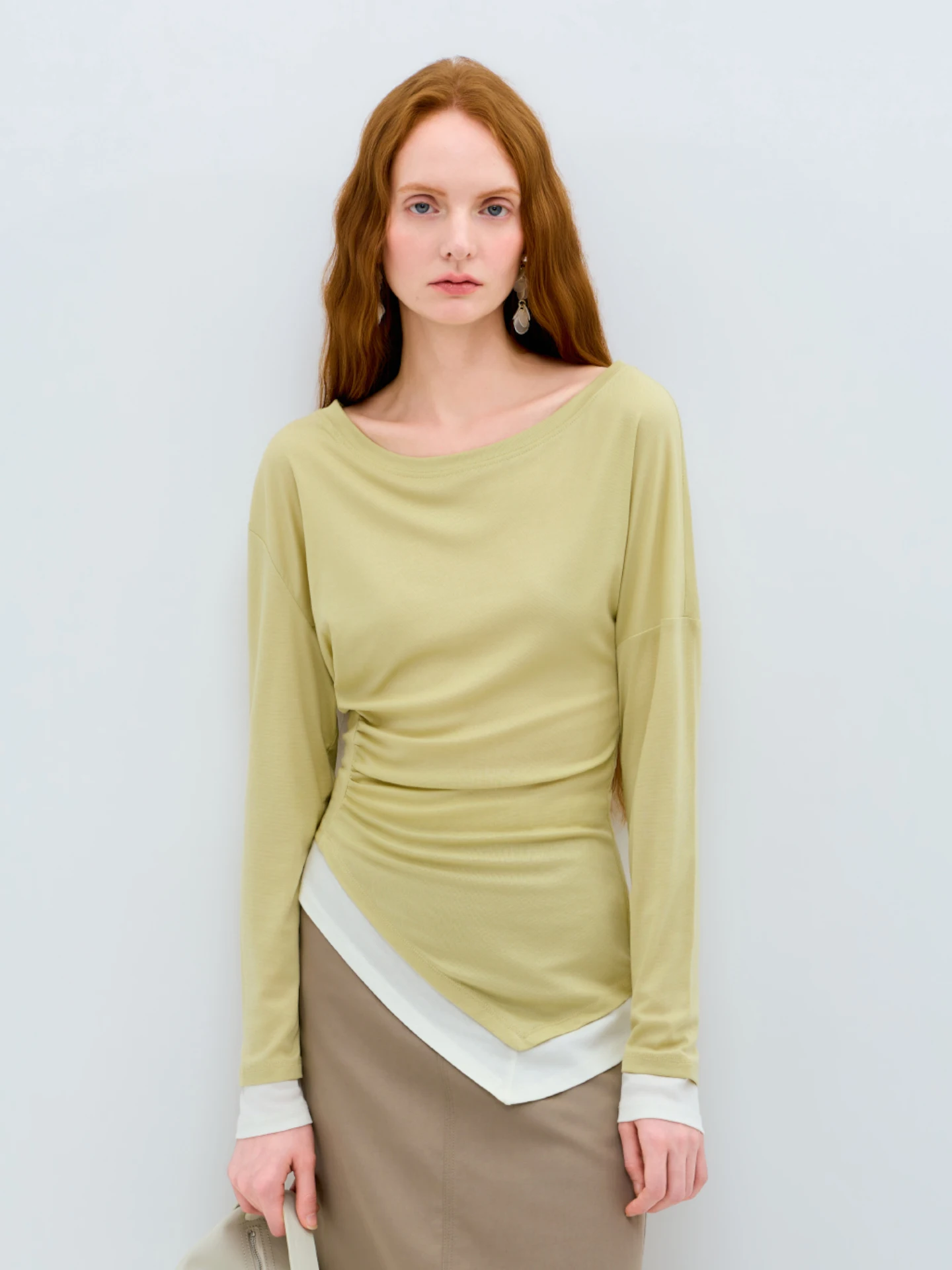 

Женский топ с длинным рукавом и круглым вырезом, цветной, с завышенной талией, весенний, новый, в стиле ретро, стандартной длины