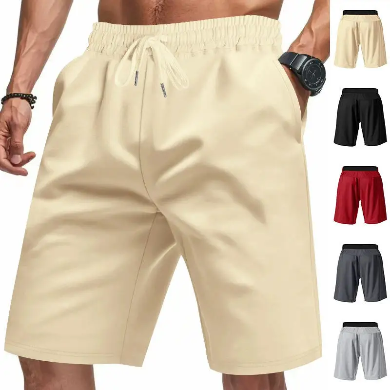 

Men's Summer Breathable Skin-Friendly Five-Quarter Casual Running Shorts Loose Fit Deep Squat Drawstring Comfortable Polyester