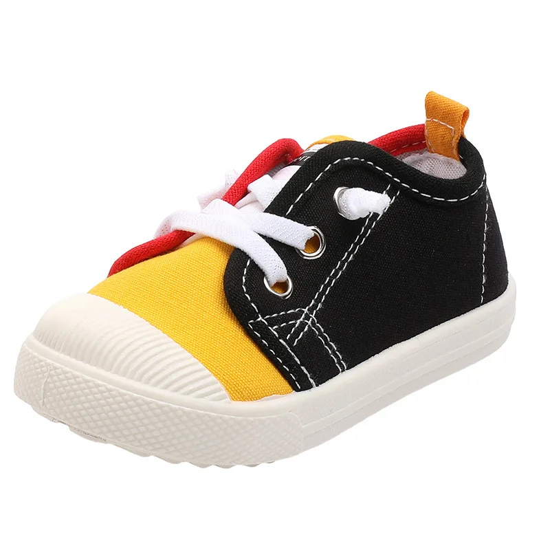 Boys Canvas Shoes Sneakers Girls Tennis Shoes Lace-up Children Footwear Toddler Yellow Chaussure Zapato Casual Kids Canvas Shoes