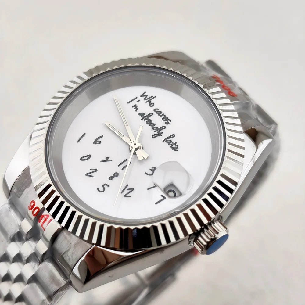 

NH35 Watch 36mm 39mm Who cares im already late Watch No Logo Sapphireglass stainlesssteel waterproof case fit automatic movement