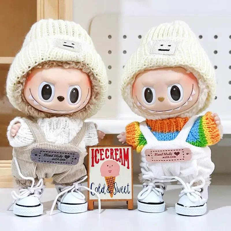 17cm Mini Plush Doll'S Clothes Outfit Accessories For Korea Kpop Exo Labubu Idol Sweater pants scarf set Clothing Gift