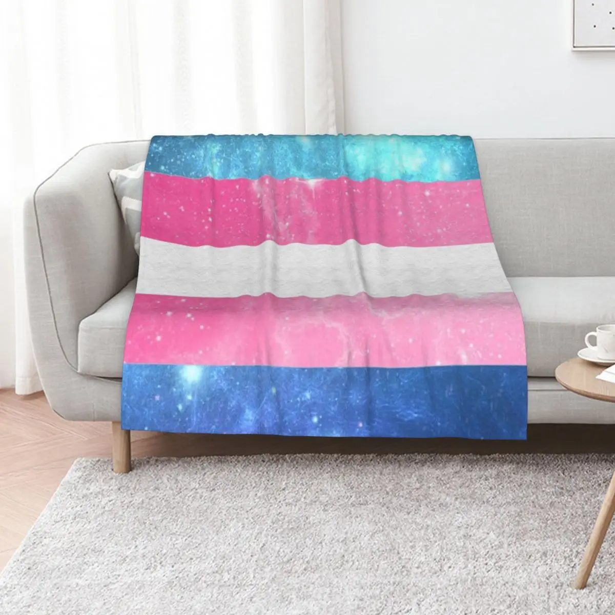Trans Flag - LGBTQ Galaxy Throw Blanket Summer Blankets For Baby Designers Flannel manga Flannel Fabric Blankets