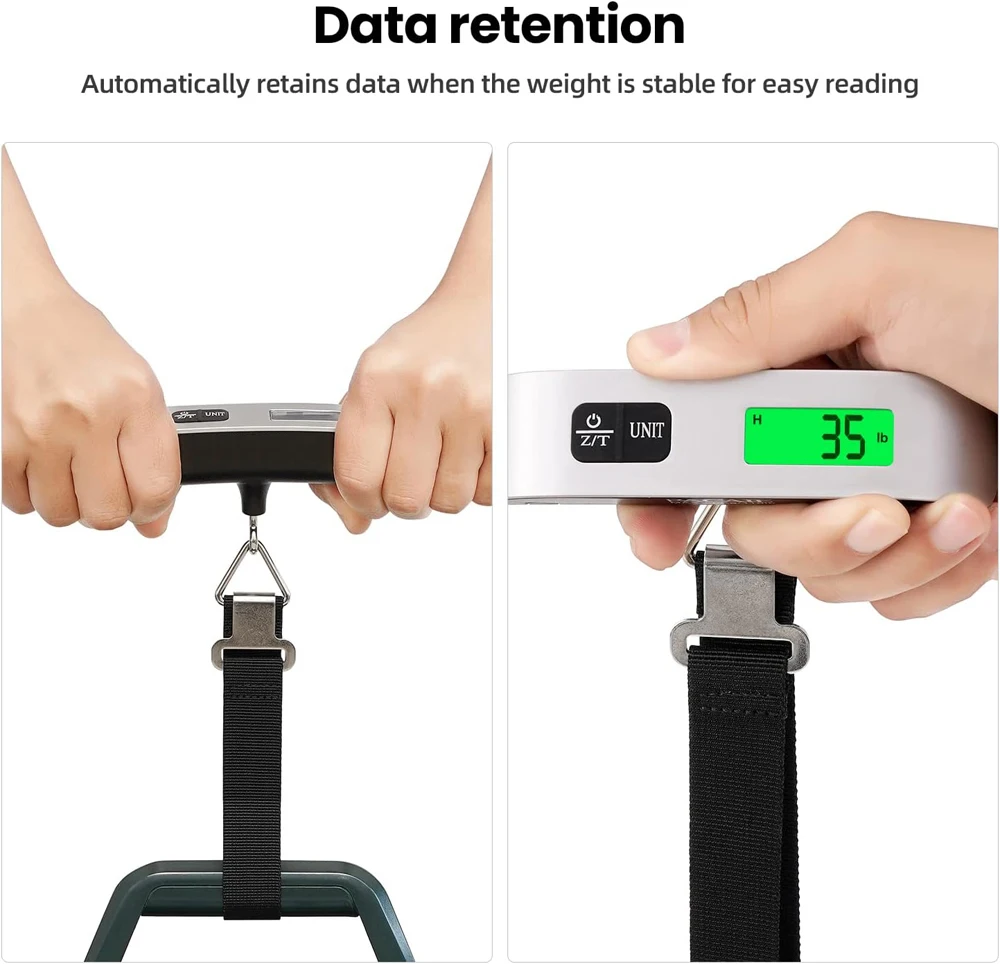 Imagem -05 - Balança de Bagagem Digital com Display Lcd Pendurado Balança de Bagagem Mala Portátil Pesando Escala de Peso de Viagem 110lb 50kg