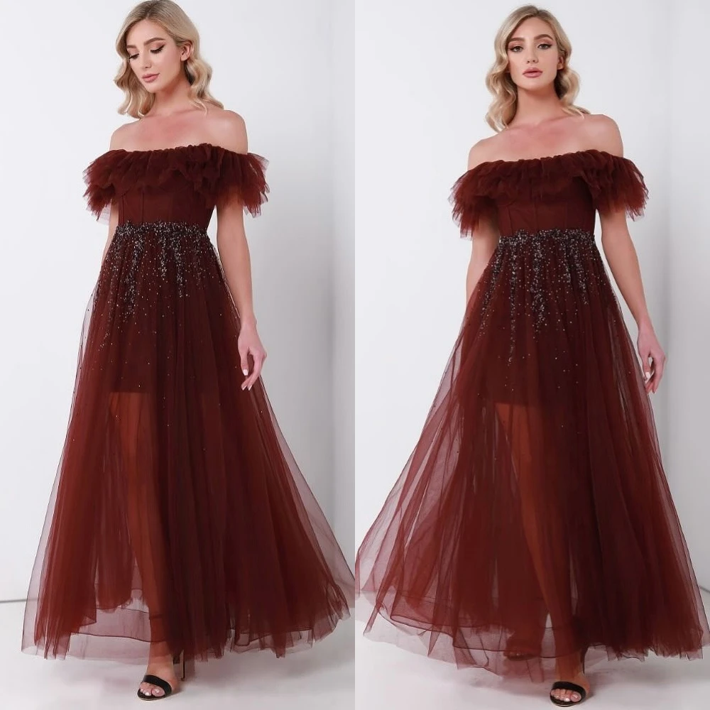 Maßgeschneidertes A-Linie-Boot-Ausschnitt, elegantes formelles Abendkleid, modisches Temperament, Partykleider, zartes, hochwertiges Ballkleid