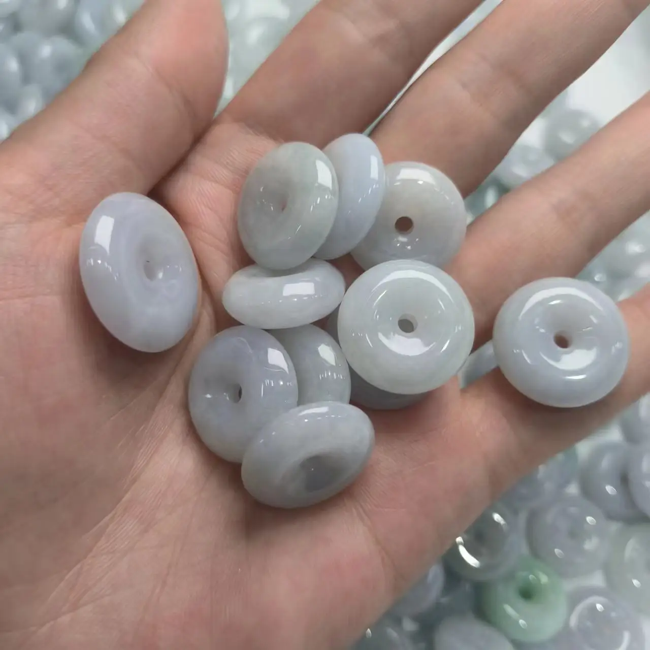 10pcs/lot Natural Jadeite A Cargo Safety Buckle Pendant jade milk white fashion classic Ladies Jewelry wholesale accessories gem