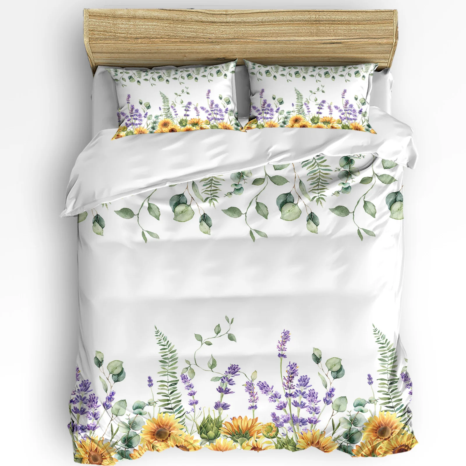 

Wild Flower Eucalyptus Sunflower Plant Lavender 3pcs Bedding Set For Double Bed Home Textile Duvet Cover Quilt Cover Pillowcase