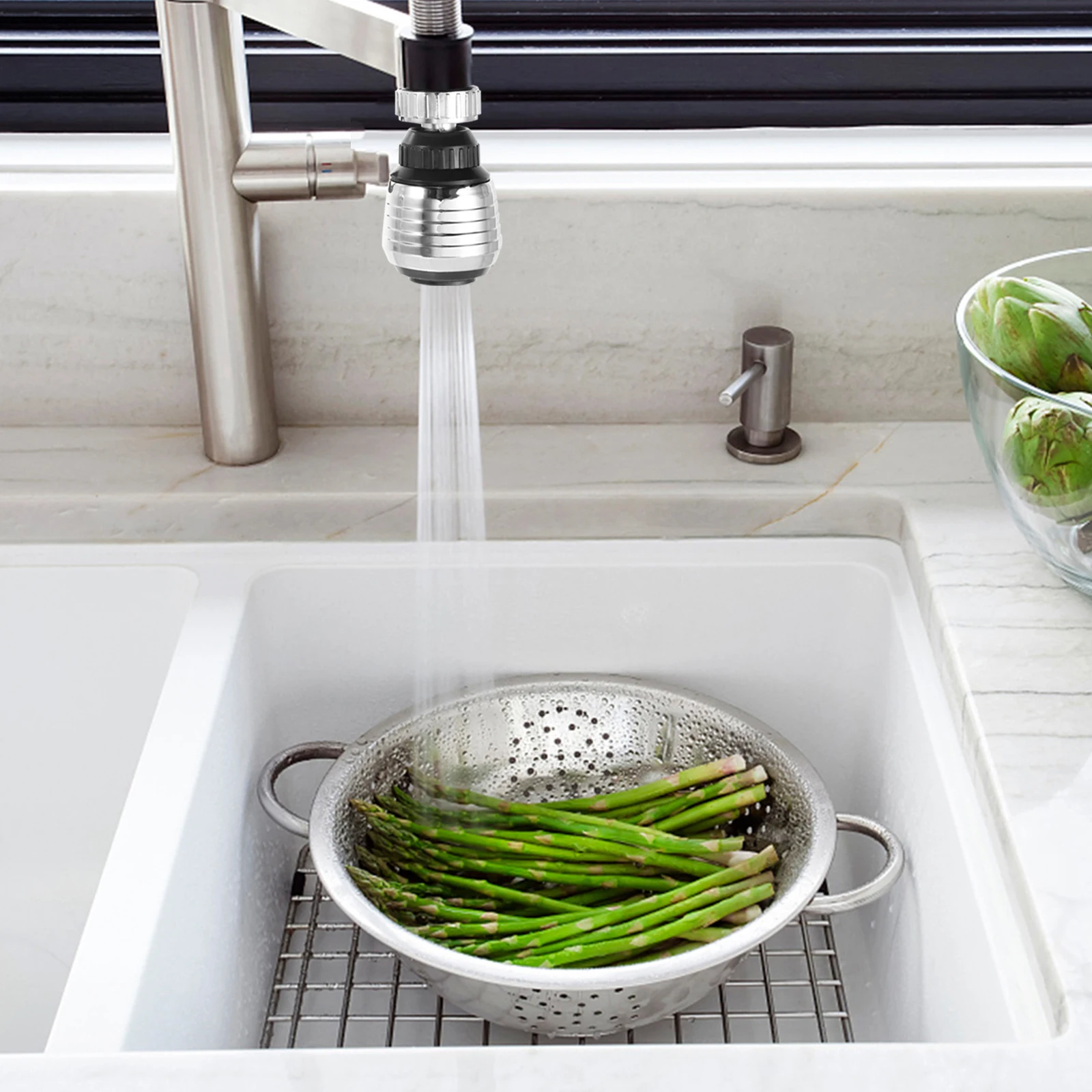 

4pcs 360° Rotatable Faucet Sprayer Head Sturdy Kitchen Sink Aerator Easy Install Multi-Angle Cleaning Replacement For Faucet