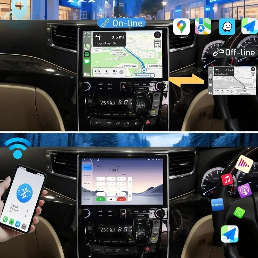 11.5 Inch Android for Toyota Alphard 20 2008-2014 Car for DVD Player Touch Screen GPS Navigation Carplay Dashboard Placement 1