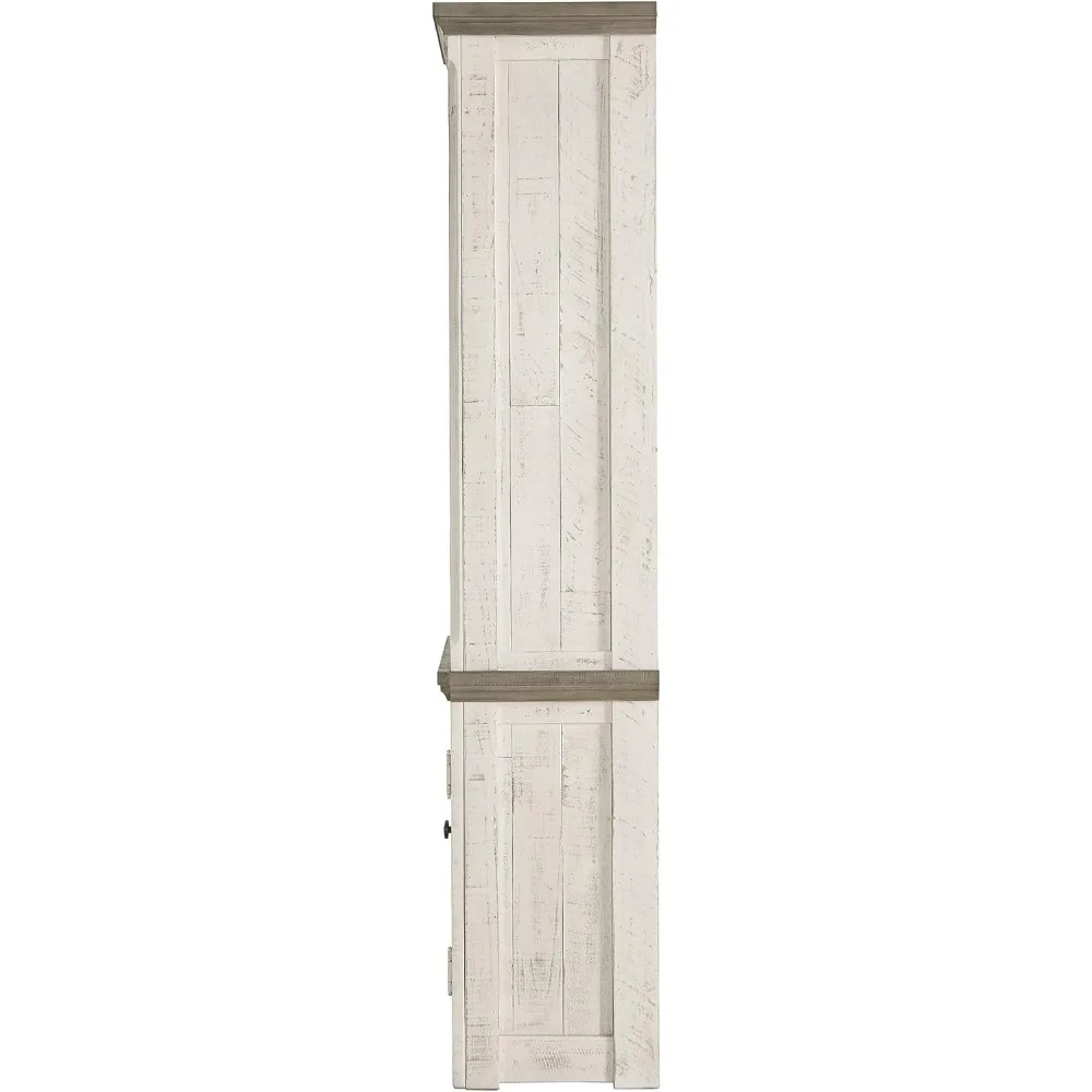 Signature Design by Ashley Havalance Modern Farmhouse Right Pier Cabinet, Shelves for Storage, Weathered Gray & Vintage White