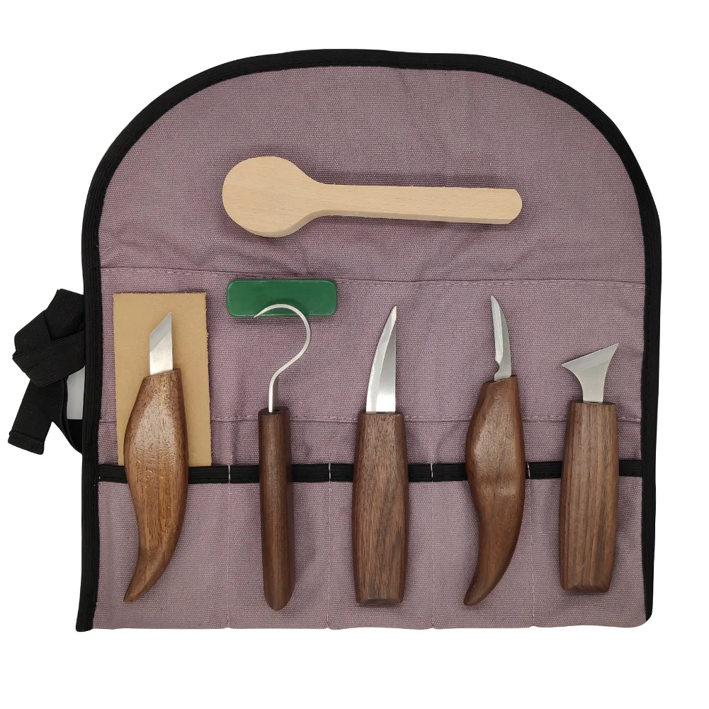 

8-Piece Wood Carving Tools Set - Hand Carving Knife & Needle File Kit for Spoon Whittling, Beginner-Friendly Woodworking Kit