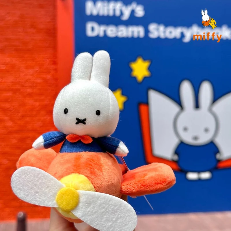 Kawaii Miffy Pilot Airplane Plush Keychain Cartoon Rabbit Bag Pendant Soft Stuffed Doll Ornament Collectible Mascot Perfect Gift