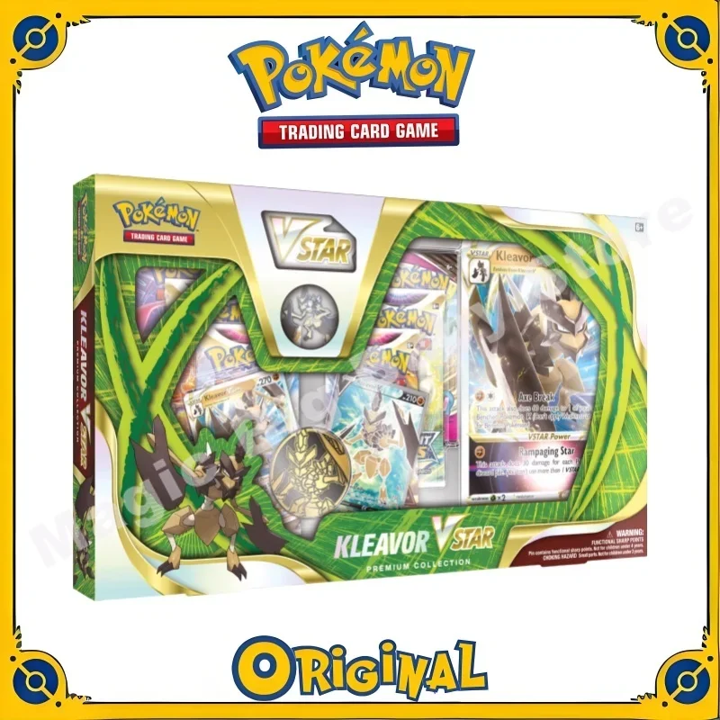 Genuine Original Pokemon PTCG Card U.S. Edition English Card Splitting Ax Mantis VSTAR Big Card Badge Coin Collect Gift Box