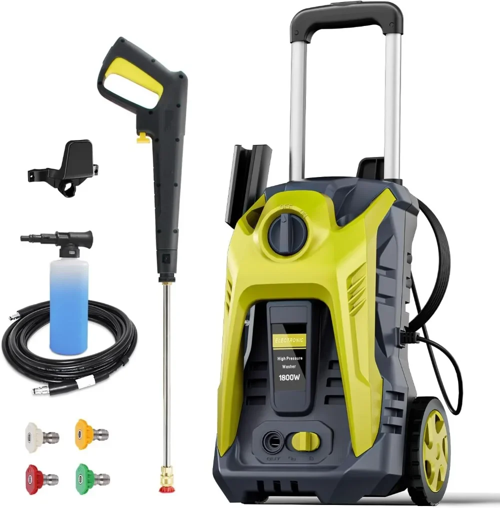 

4800 PSI 2.9 GPM Electric Pressure Washer with 25 Foot Hose, 16.4 Foot Power Cord, Soap Tank Car Wash Machine Yellow