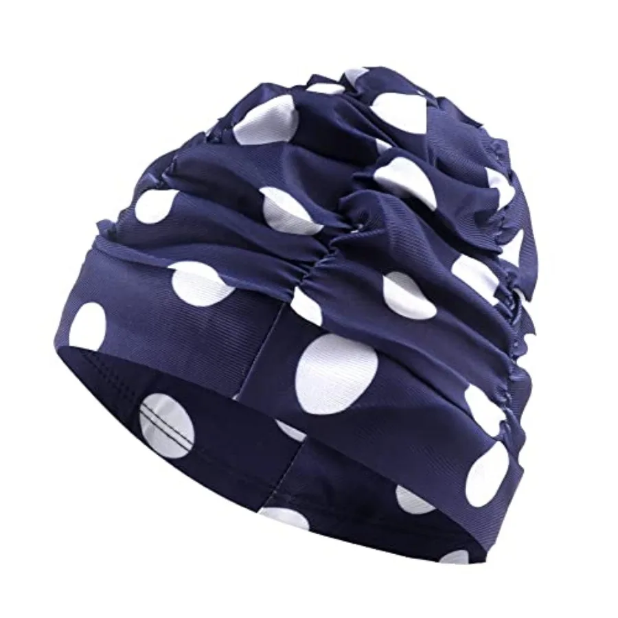 

Swim Caps for Women Swimming, 1 Pcs Fabric Nylon Cloth Swim Cap, Comfort Pleated Swimming Cap for Long Hair, Not Waterproof Ela