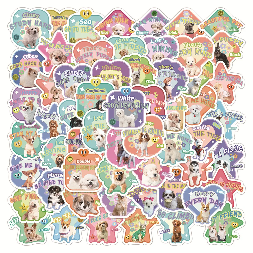 60 Cute Puppy Expression Pack Waterproof Stickers, Phone Case Decoration Stickers, Planner Stickers, Stickers, Waterproof Stickers, Advantages: Waterproof, Can Be Re-Pasted, No Residue, Beautifully Designed