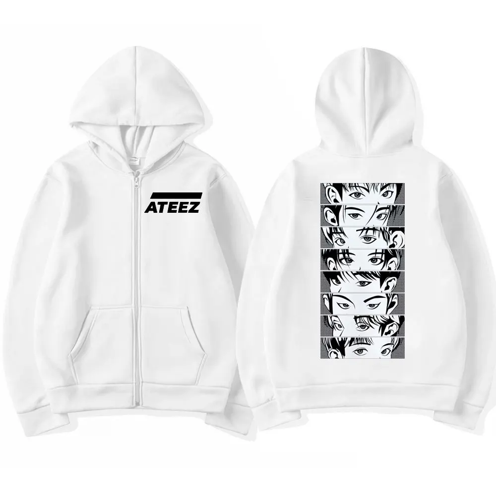 

New ATEEZ Graphic Zipper Hoodie Harajuku Kpop Oversized Zip Up Pullovers Men's Women's Fashion Casual Loose Sweatshirts