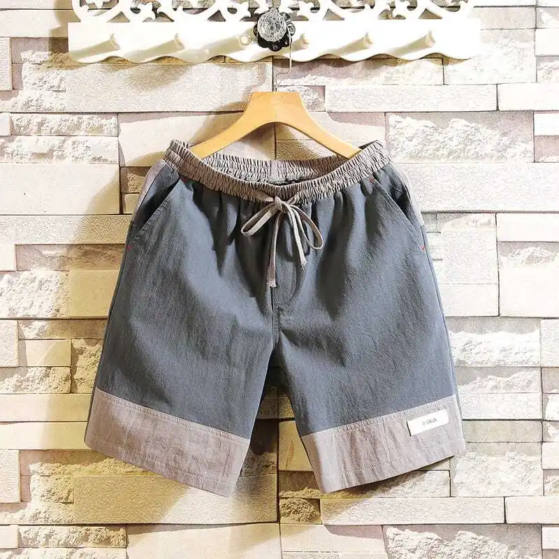 

Льняные мужские летние тонкие хлопковые и льняные повседневные брюки в стиле ретро с пятью точками