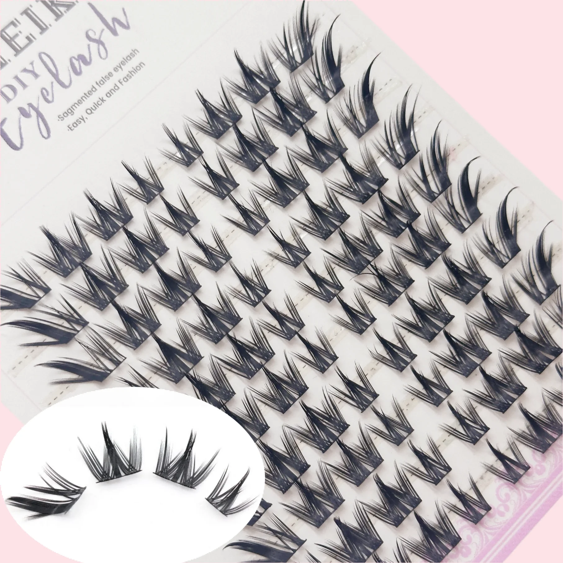 80 sets of fox-eye style false eyelashes. Each set is designed in a daily segmented style, with a realistic effect. It is suitab