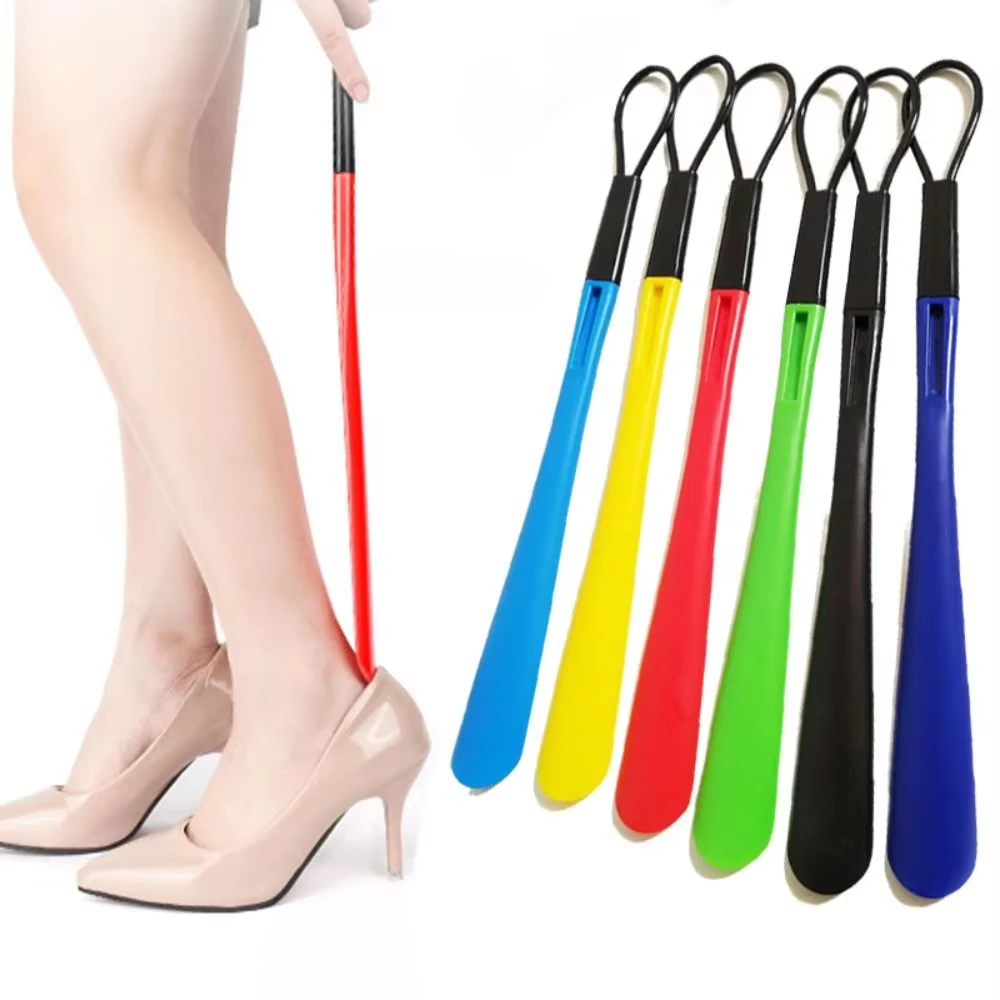 1-10 PC Shoe Accessories Plastic Long Shoehorn Plastic Shoehorn Long 42cm Shoe Lifter Curved Hook Design Lazy Man Shoes Portable