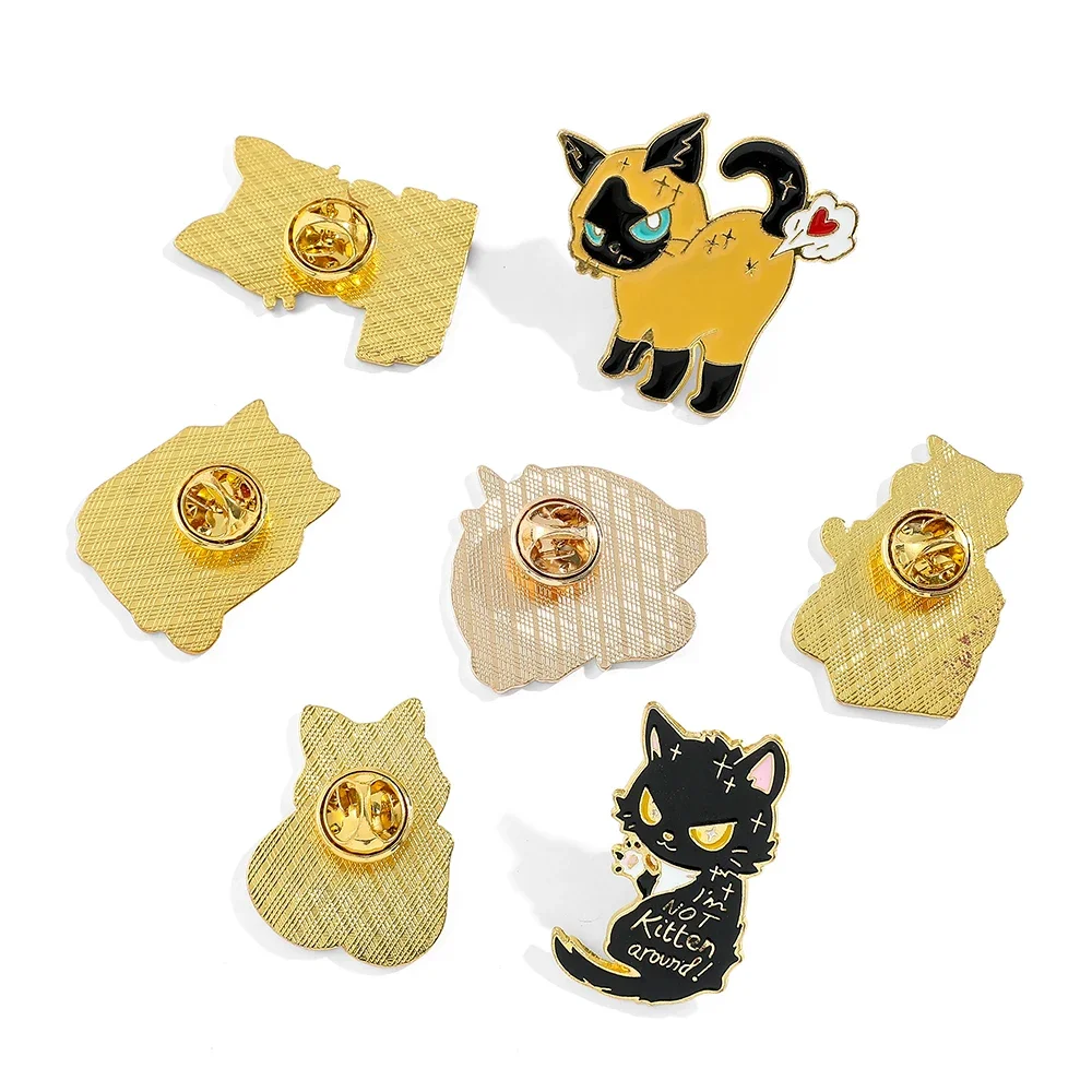 7 Pcs Cartoon Cat Brooch Cute Unicorn Love Animal Enamel Pin Fashion Milk Tea Book Metal Badge Jewelry Backpack Clothing