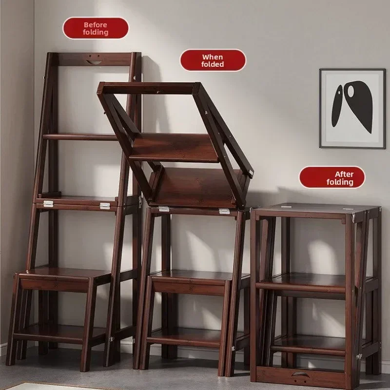 Home multi-layer folding ladder stool, foldable ladder stool storage rack, folding storage rack, sofa side table, step ladder