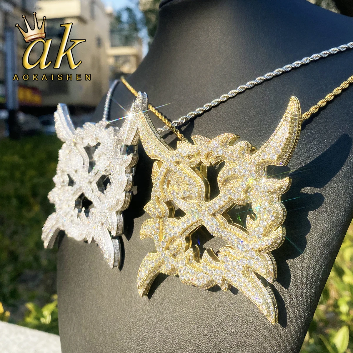 

Ожерелье-подвеска Aokaishen Iced Out X-образной формы с цветком для мужчин, позолоченное, с кубическим цирконием, в стиле хип-хоп