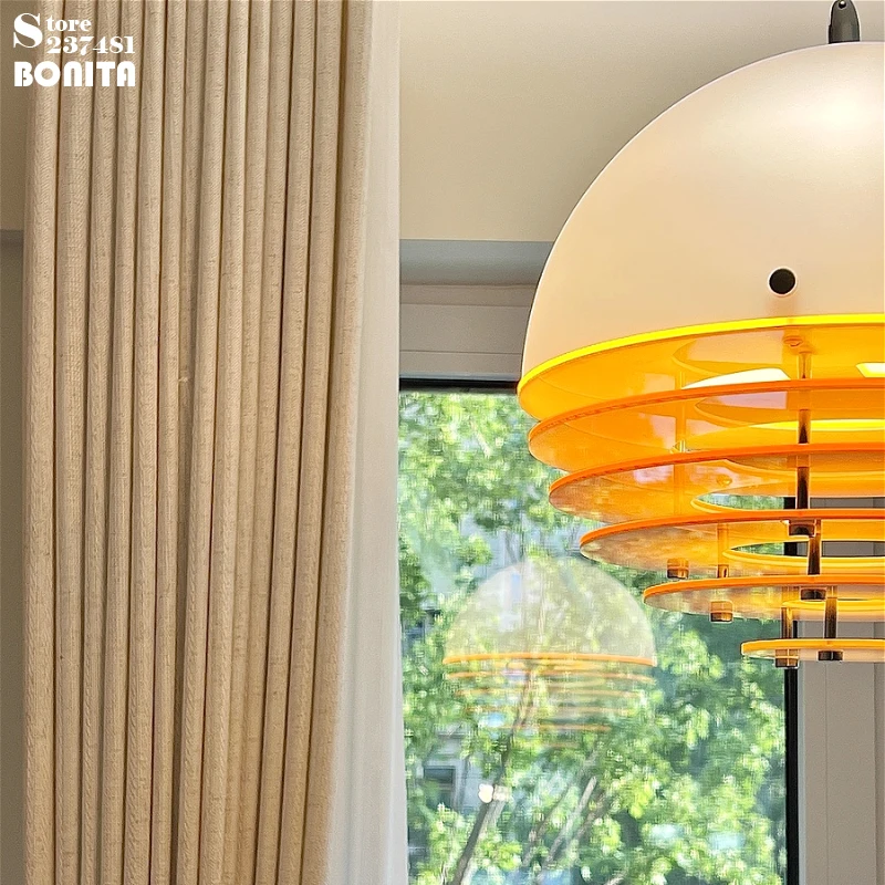 Sunset Glow Chandelier, Cream Mid-Century Acrylic Glass Pendant lamp for Dining Room Bedroom Balcony Decor Ambience Lighting