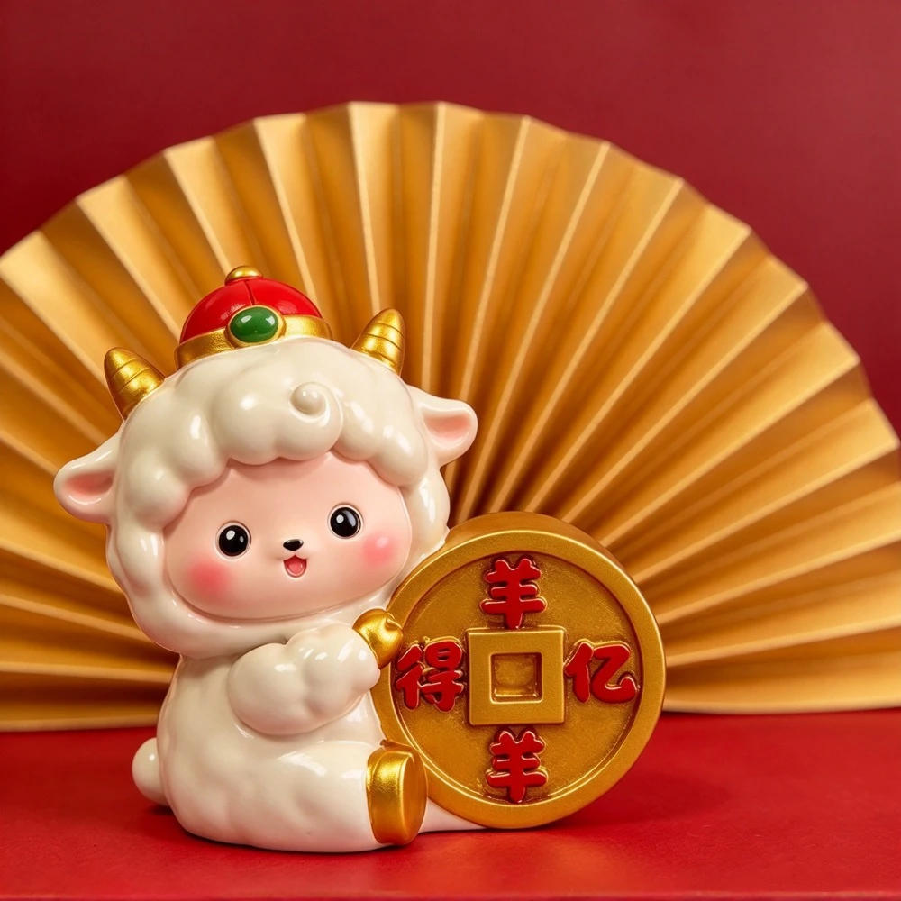 Resin Year Of The Goat Ornament Shaking Head Small Medium Large Size Chinese Zodiac Sheep Figurine Multi-options Cartoon