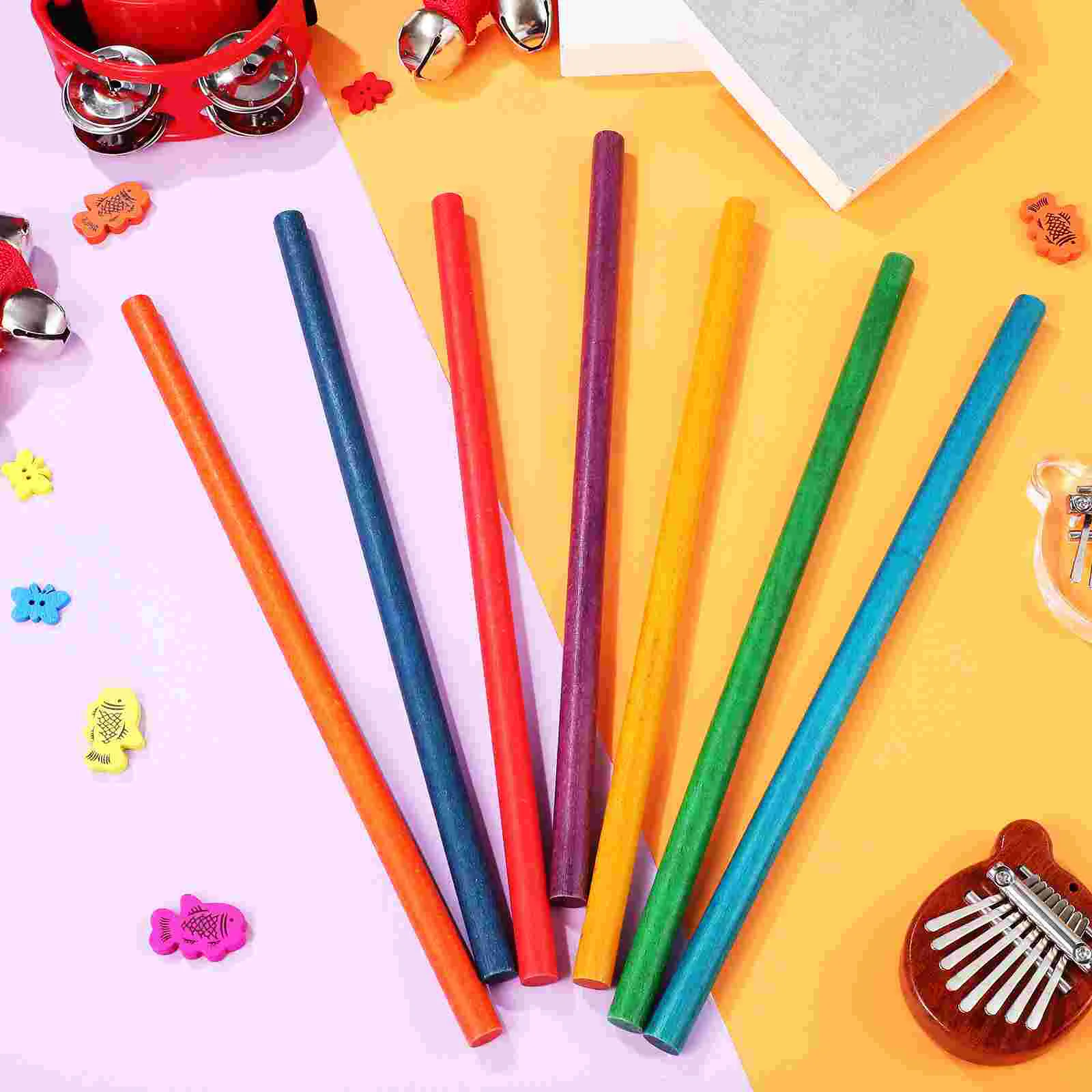 16 Pcs Round Stick Colorful Rhythm Sticks Toys Musical Wooden Sticks Rhythm