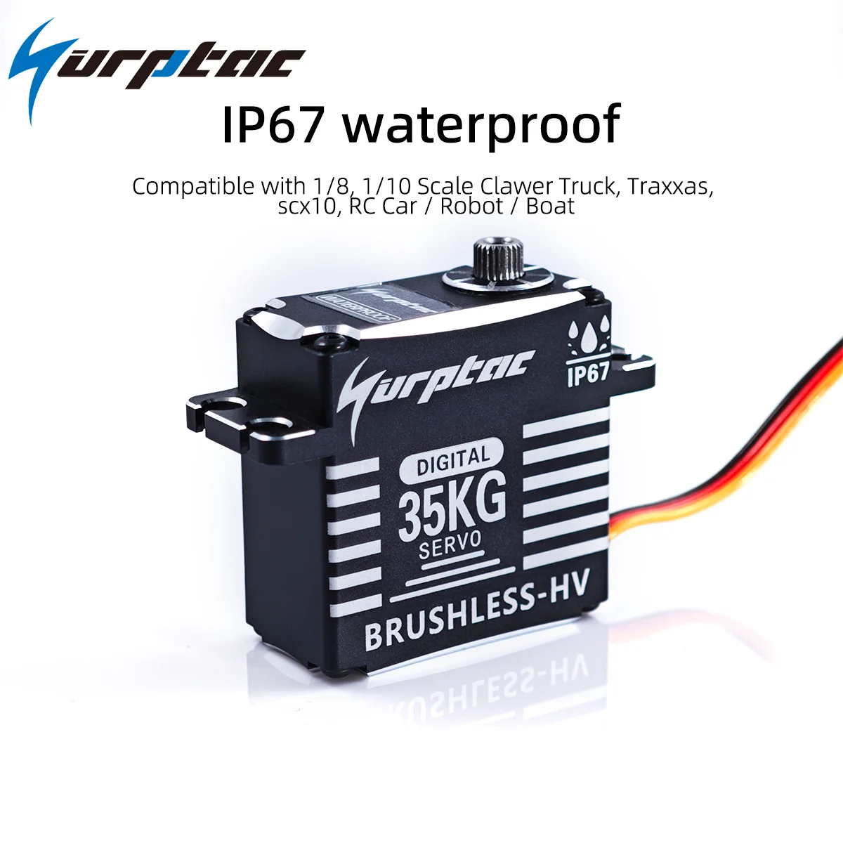 Servo impermeable de 35kg IP67 180/270/360 Sensor magnético Servo Digital sin escobillas de alto Torque engranaje totalmente metálico para coches 1/8 1/10 RC