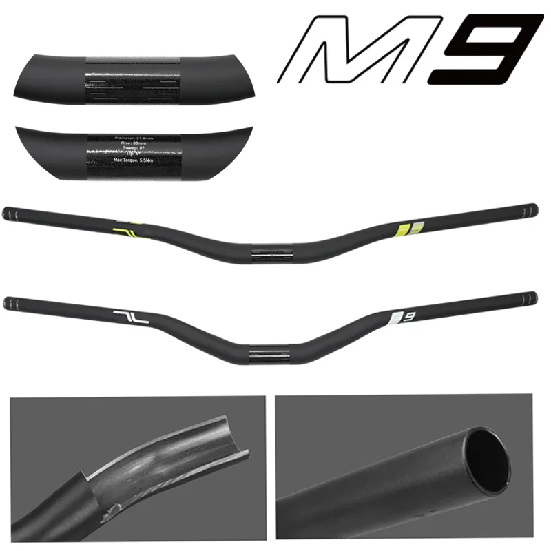 

EV M9 Carbon Fibre Mountain Bike Handlebar Length 800mm Rise 8° Backsweep 4° for DH/FR/XC/AM/Trail Four Colors Available
