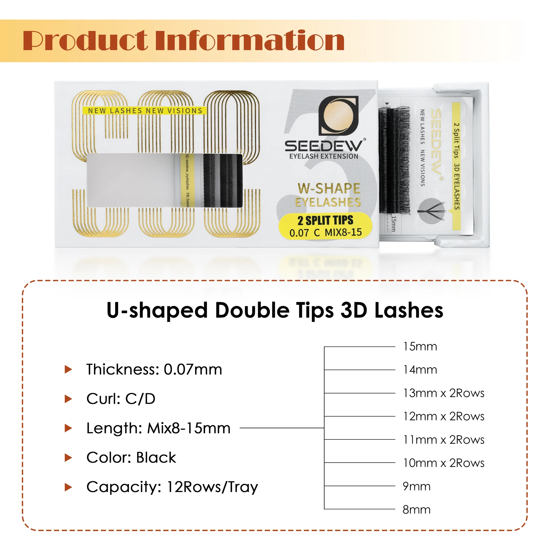 SEEDEW U-Form 3D Wimpernverlängerung Natürliche Weiche DIY Vorgefertigte Fächer-Wimpern – Detail 3