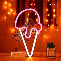 Ice Cream Neon LED Light Sign, Bateria ou USB Powered, Pendurado Neon Light Up Sinais para Quarto, Pub e Bar Decorações, Novo, 2024