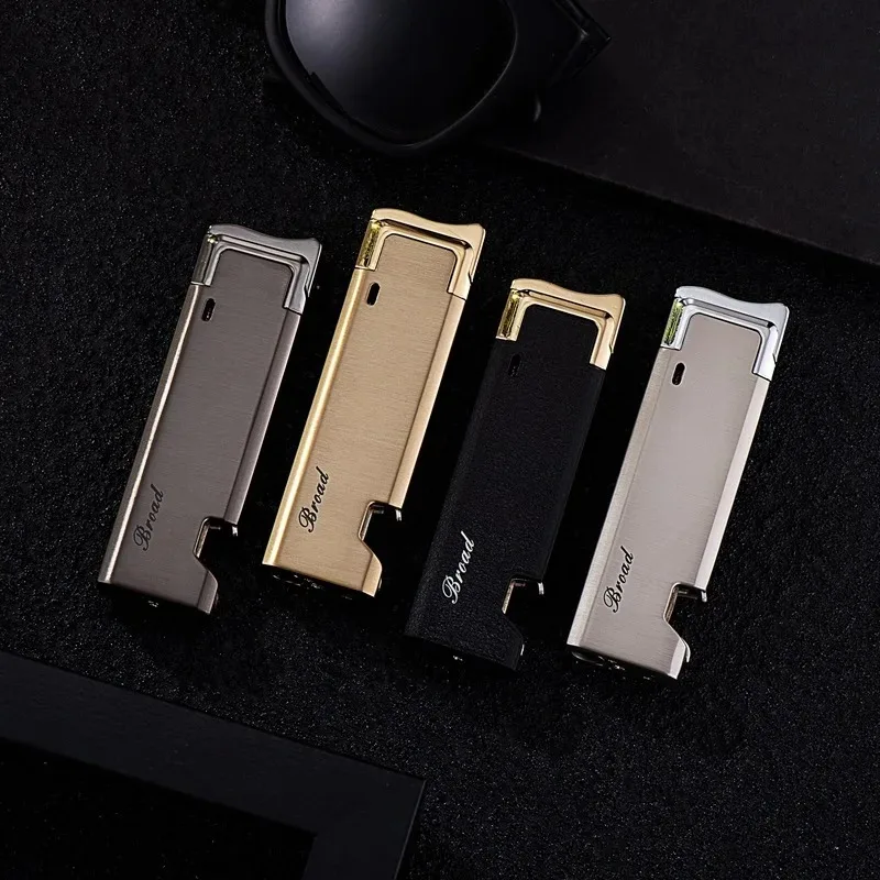 Multifunction Metal Jet Flame Lighter with Bottle Opener, Windproof Refillable Mini Torch for Business & Outdoor Pocket Carry