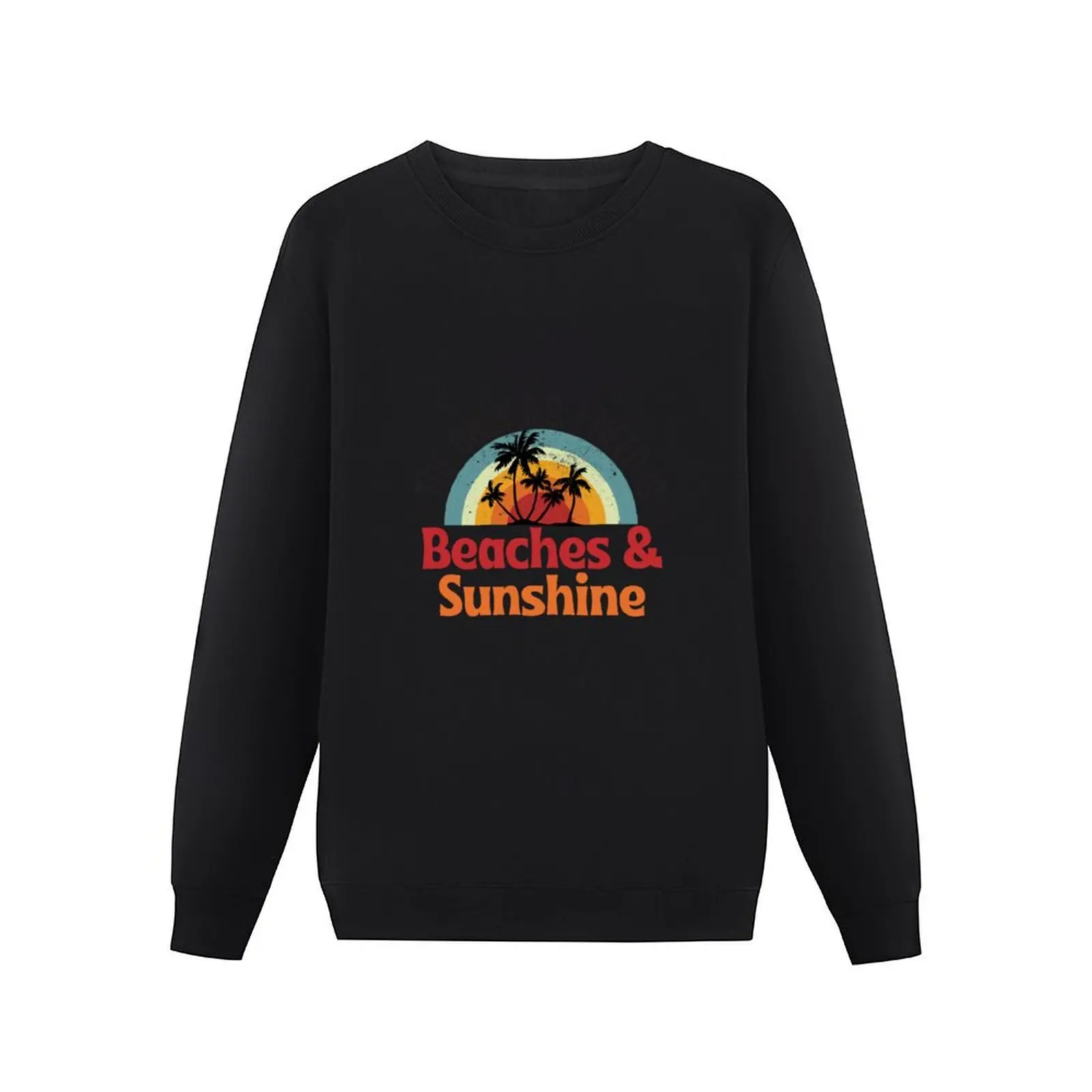 The Only B.S. I Need Is...Beaches & Sunshine, Fun Beach Vibes Design With A Retro Sunset and Palm Trees Pullover Hoodie