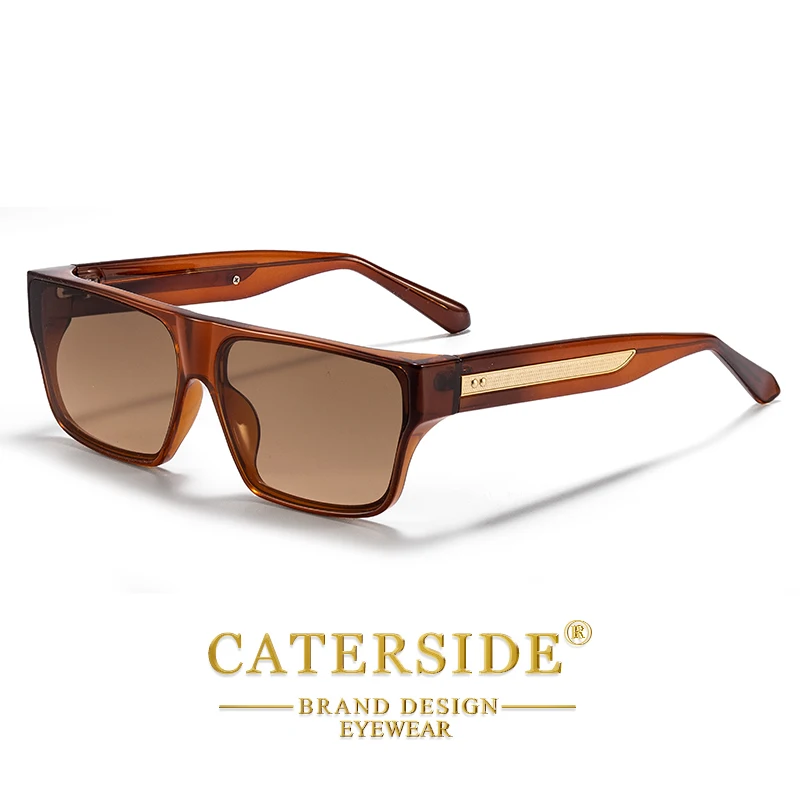 CATERSIDE Quadratische Herren-Sonnenbrille, luxuriöse goldene Tempeldekoration, Sonnenbrille, modische Damen-Outdoor-Reisebrille, UV400 – Detail 4
