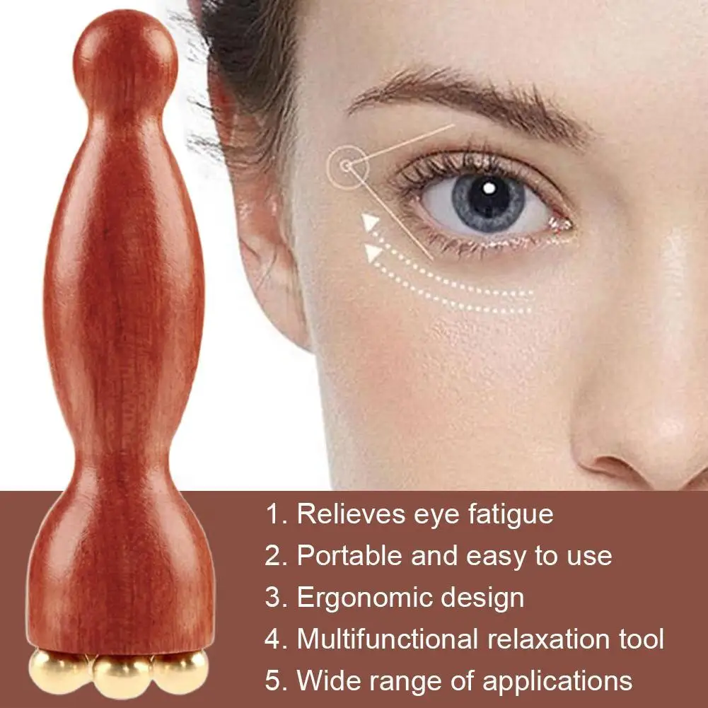 

Массажер для лица, инструмент Гуаша из латуни с бусинами в форме лотосовой коробочки и палисандра, для расслабления глаз, массажа меридианов и акупунктурных точек